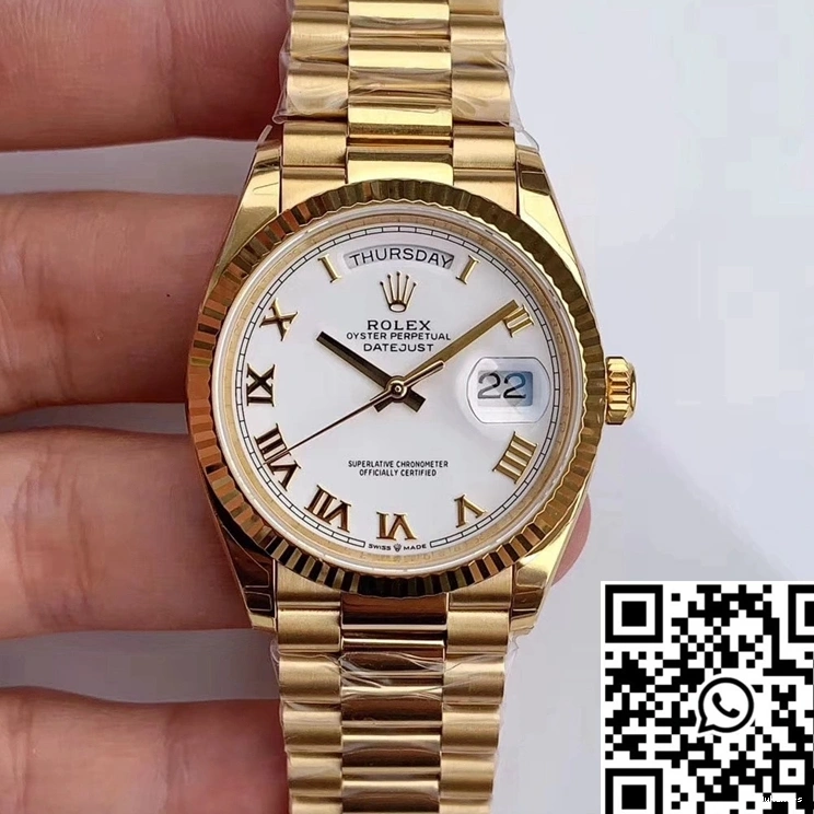 M128238 Rolex EW Scale Factory Day-Date Roman Time Dial White 0117